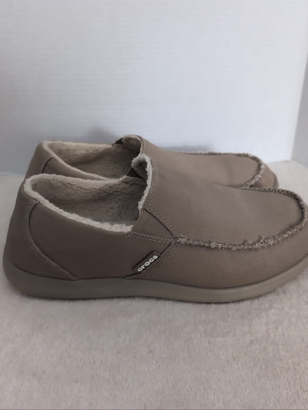 CROCS Men’s Taupe Slip-On Moccasin with Fleece Lining